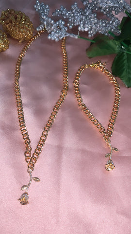 Rose Cuban Necklace & Anklet BUNDLE