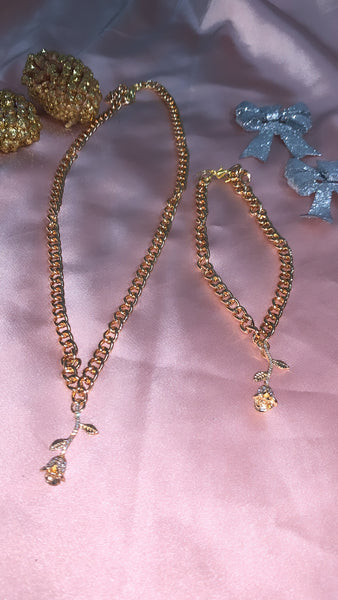 Rose Cuban Necklace & Anklet BUNDLE